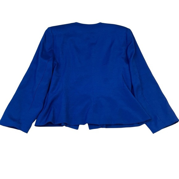 Vintage Henry Lee Petites Royal Blue Peplum Blazer Jacket Asymmetrical Size 14 - Picture 4 of 8